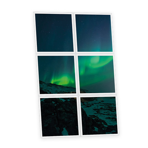 Pack 6 Dalles LED Imprimées - Aurora Boreal - 600x600mm - Usinée en France by DELITECH