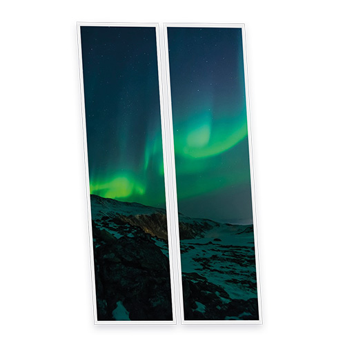 Pack 2 Dalles LED Imprimées - Aurora Boreal - 1200x300mm - Usinée en France by DELITECH