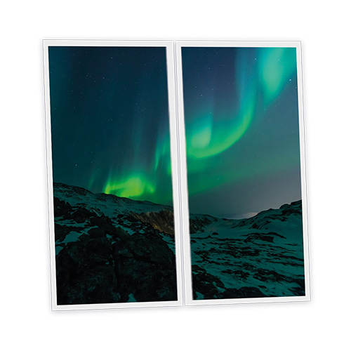 Pack 2 Dalles LED Imprimées - Aurora Boreal - 1200x600mm - Usinée en France by DELITECH