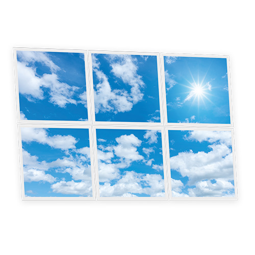 Pack 6 Dalles LED Imprimées - Cloud - 600x600mm - Usinée en France by DELITECH