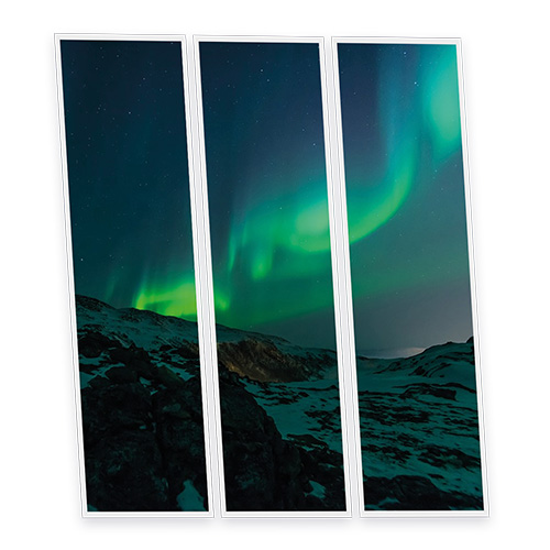 Pack 3 Dalles LED Imprimées - Aurora Boreal - 1200x300mm - Usinée en France by DELITECH
