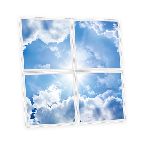 Pack 4 Dalles LED Imprimées - Sunny - 600x600mm - Usinée en France by DELITECH