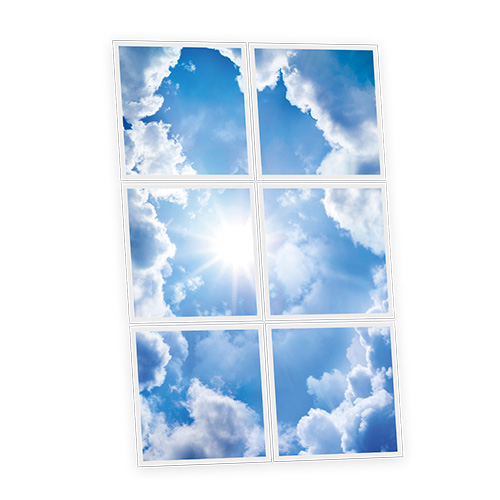 Pack 6 Dalles LED Imprimées - Sunny - 600x600mm - Usinée en France by DELITECH