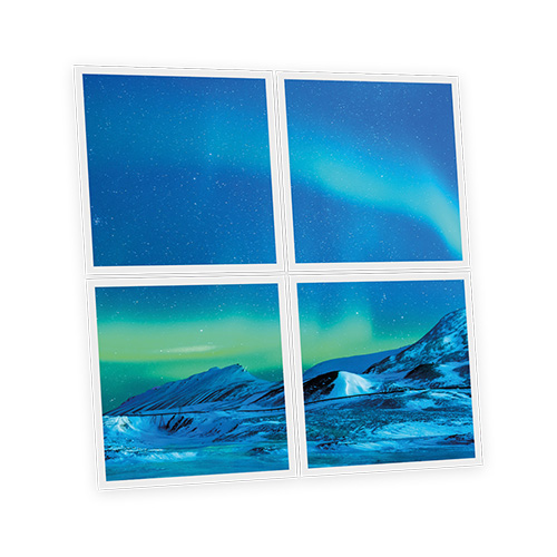 Pack 4 Dalles LED Imprimées - Aurora Austral - 600x600mm - Usinée en France by DELITECH