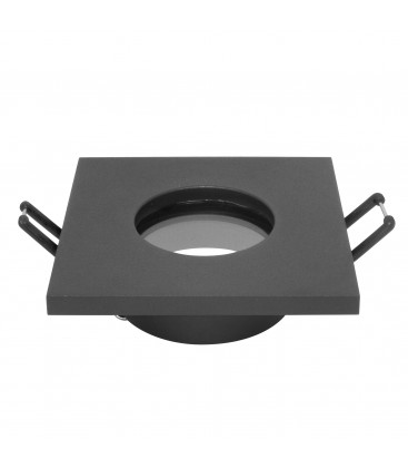 [DILAC2-DIF-SQ-BLA] Collerette Support d'encastrement GU10 / MR16 Etanche IP65 - Carre - Noir