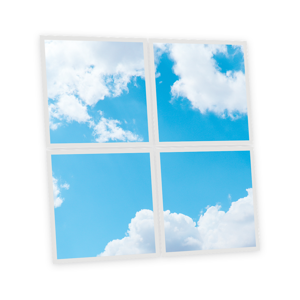 Pack 4 Dalles LED Imprimées - Cloudy - 600x600mm - Usinée en France by DELITECH