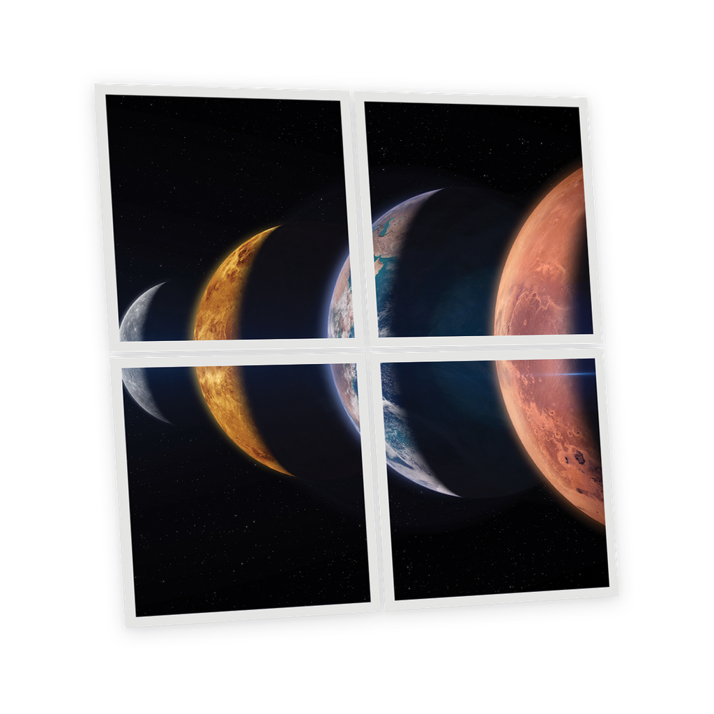 Pack 4 Dalles LED Imprimées - Planets - 600x600mm - Usinée en France by DELITECH