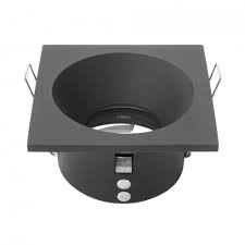 Collerette Support Encastrable Non Orientable Carré - Noir - IP20 - DeliTech