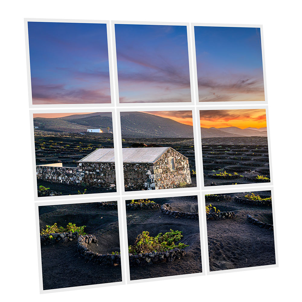 Pack 9 Dalles LED Imprimées - Canary Islands - 600x600mm - Usinée en France by DELITECH