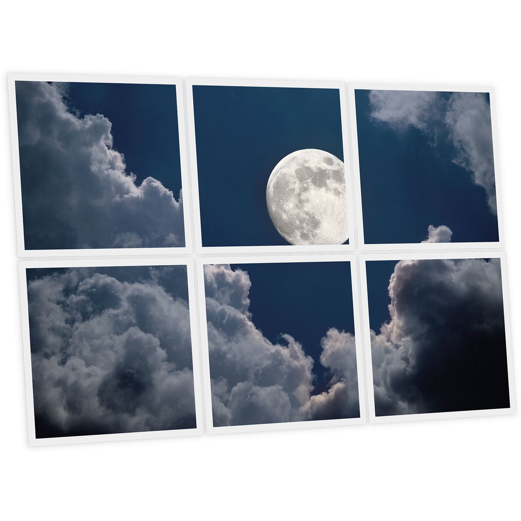 Pack 6 Dalles LED Imprimées - Moon - 600x600mm - Usinée en France by DELITECH