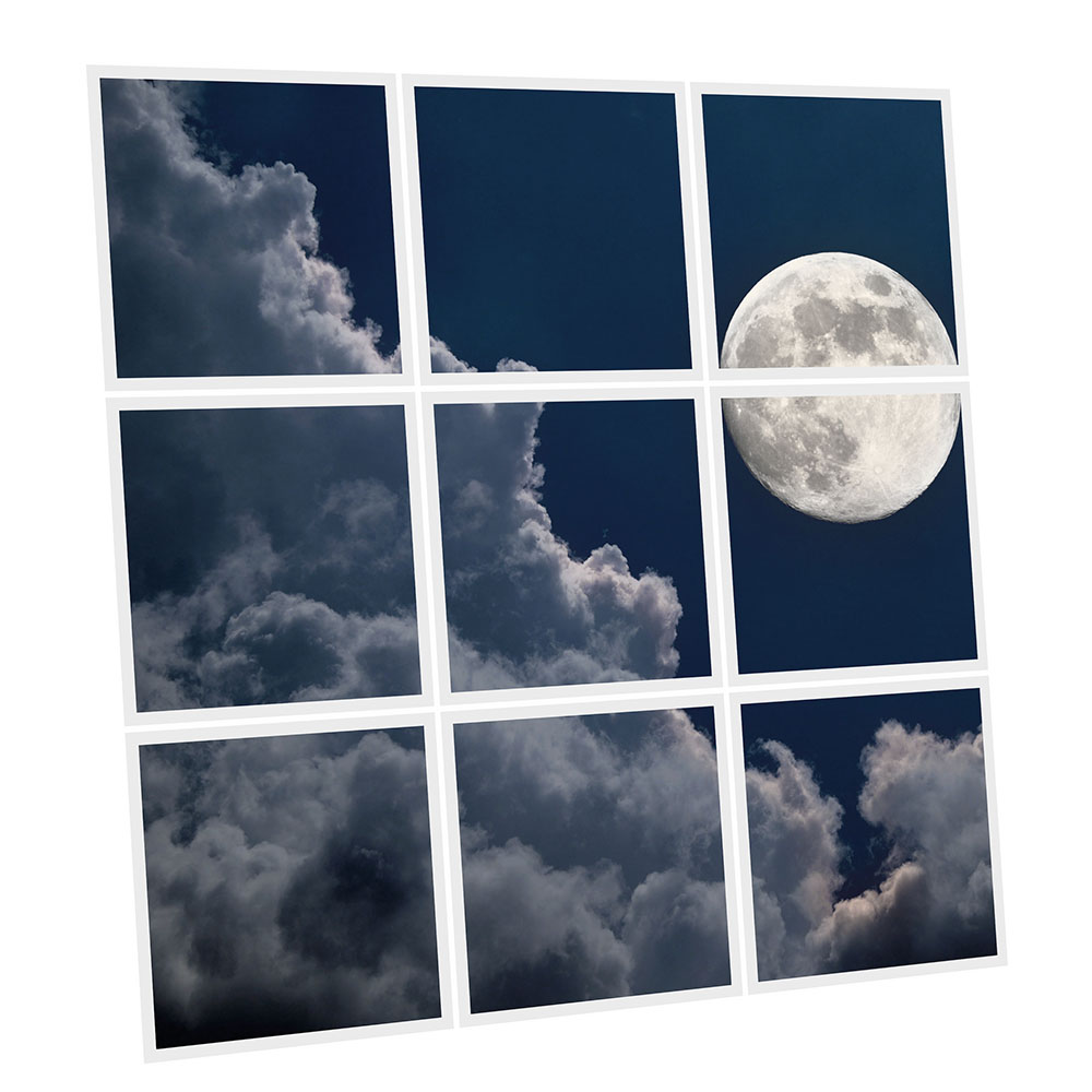 Pack 9 Dalles LED Imprimées - Moon - 600x600mm - Usinée en France by DELITECH
