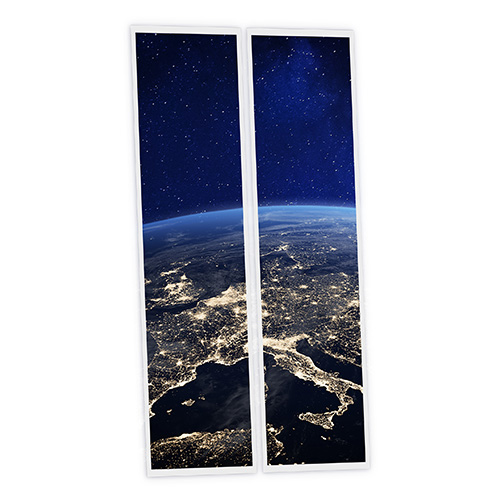 Pack 2 Dalles LED Imprimées - Earth - 1200x300mm - Usinée en France by DELITECH