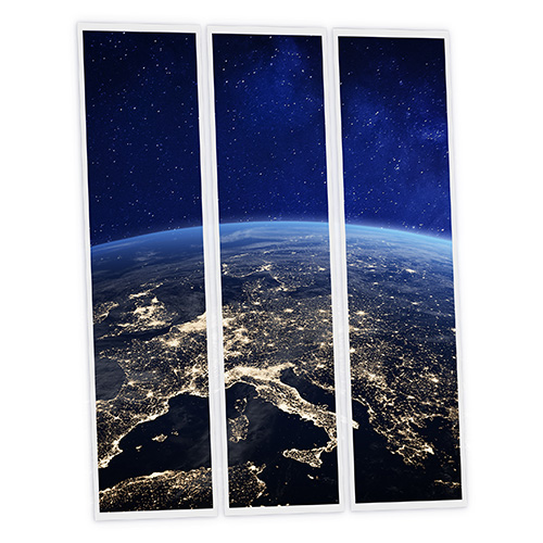 Pack 3 Dalles LED Imprimées - Earth - 1200x300mm - Usinée en France by DELITECH