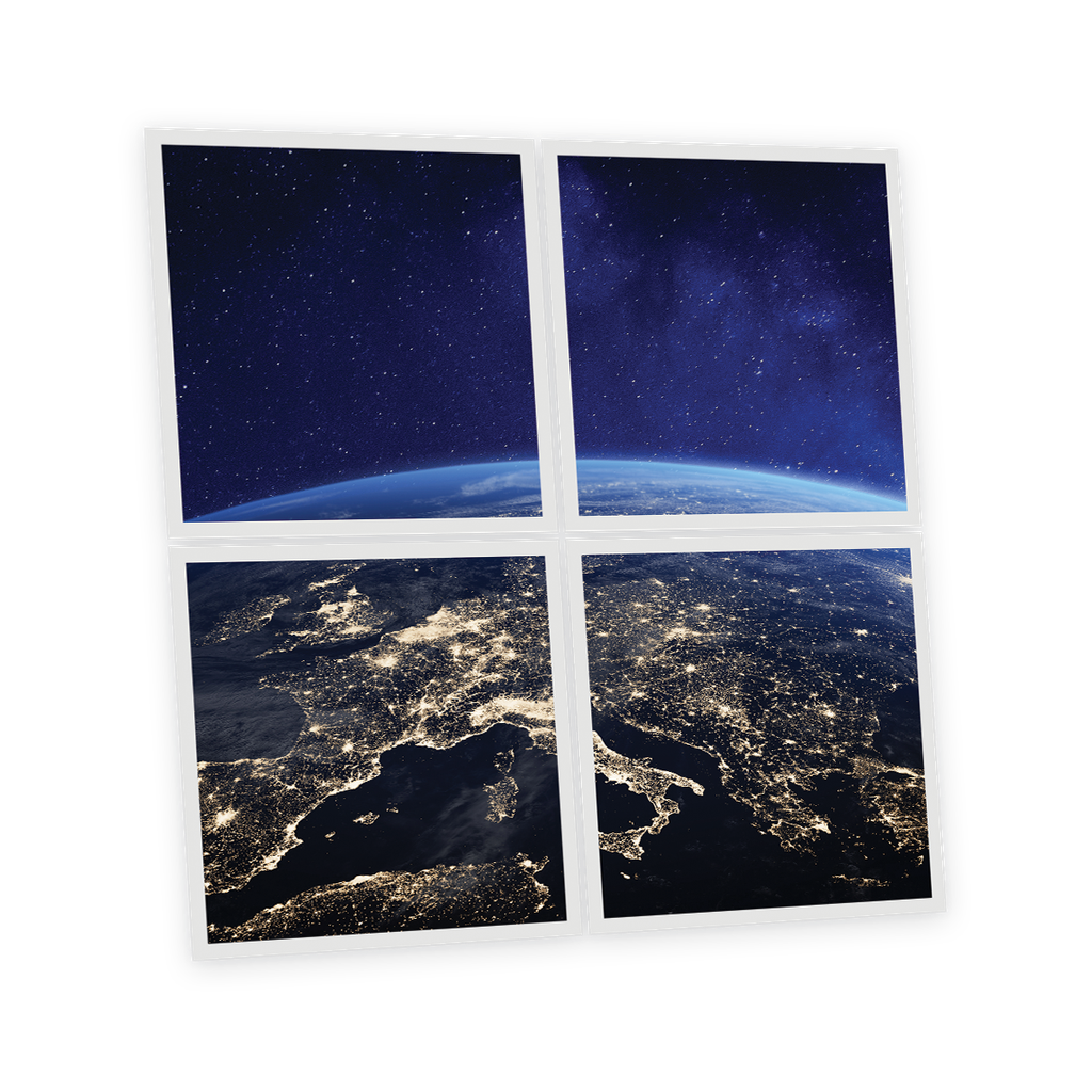 Pack 4 Dalles LED Imprimées - Earth - 600x600mm - Usinée en France by DELITECH