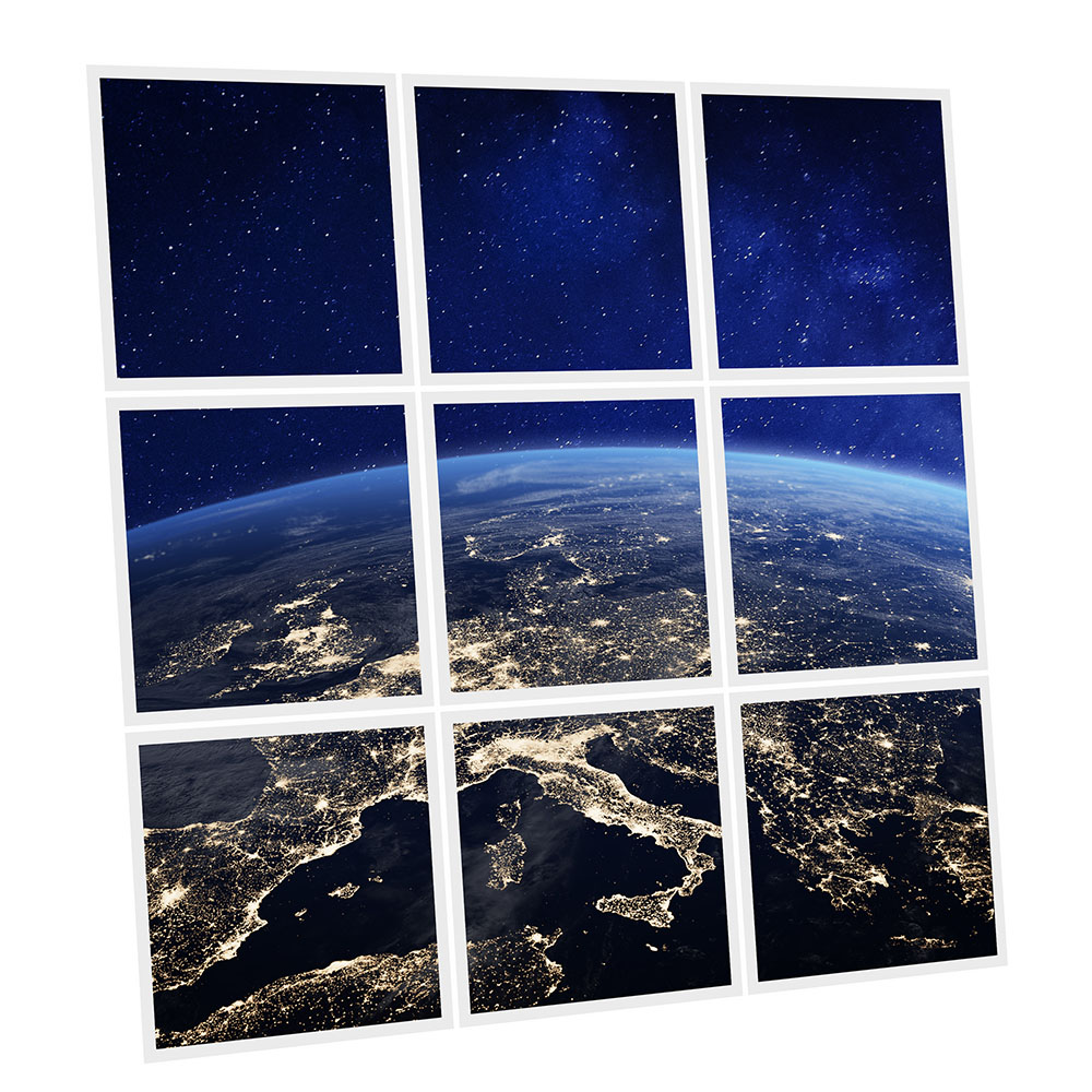 Pack 9 Dalles LED Imprimées - Earth - 600x600mm - Usinée en France by DELITECH