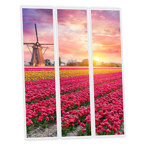 Pack 3 Dalles LED Imprimées - Tulips - 1200x300mm - Usinée en France by DELITECH
