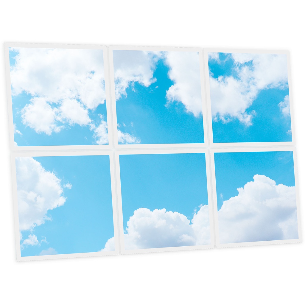 Pack 6 Dalles LED Imprimées - Cloudy - 600x600mm - Usinée en France by DELITECH