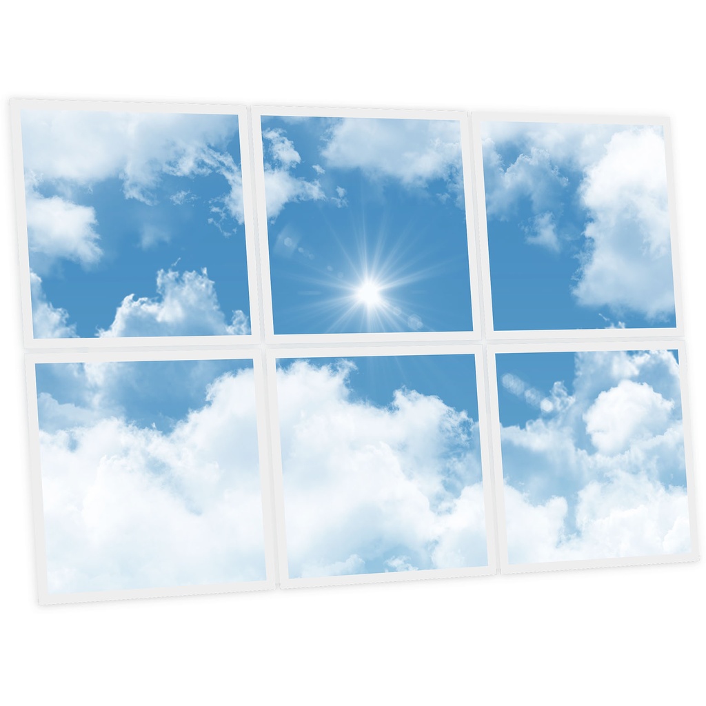 Pack 6 Dalles LED Imprimées - Sunshine - 600x600mm - Usinée en France by DELITECH