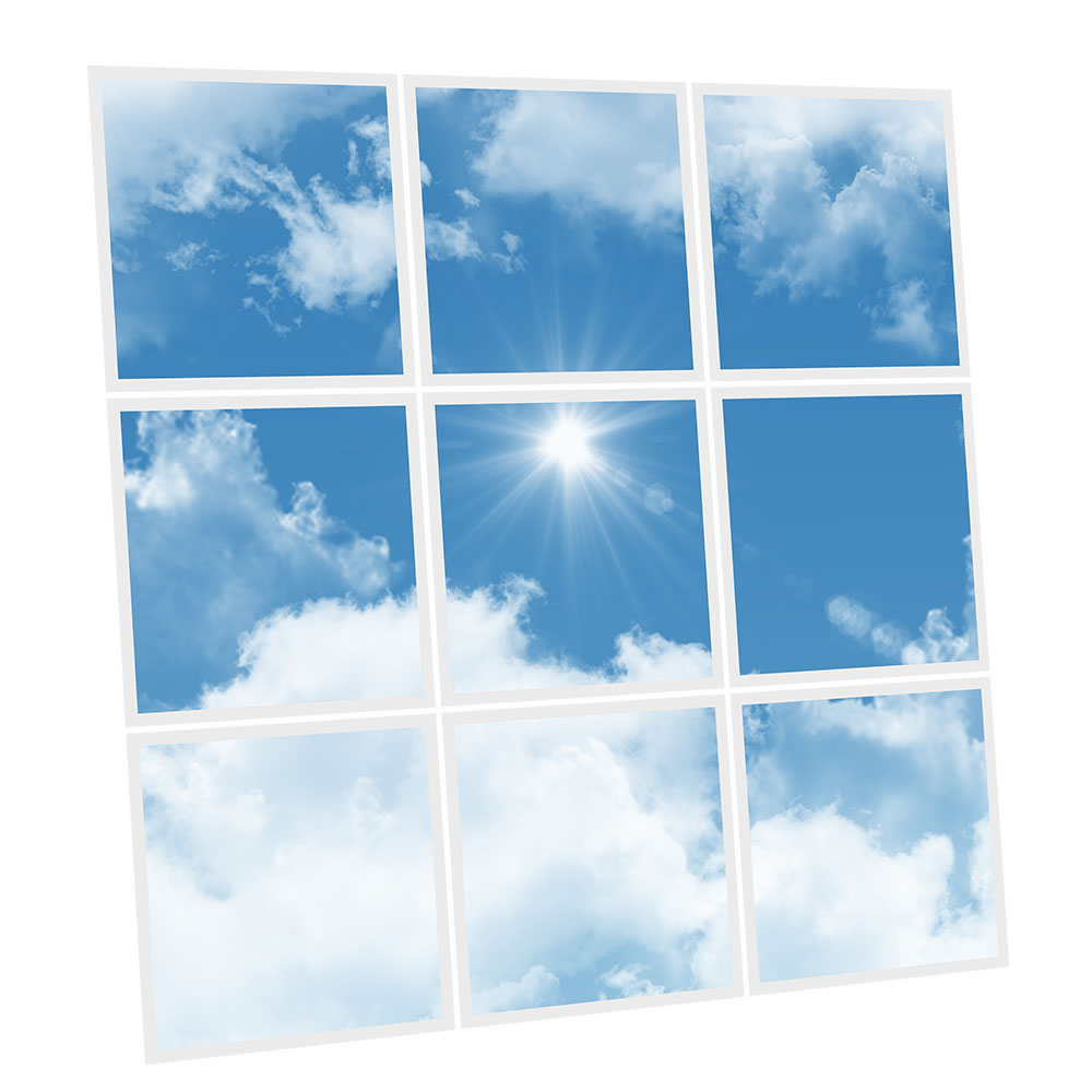 Pack 9 Dalles LED Imprimées - Sunshine - 600x600mm - Usinée en France by DELITECH
