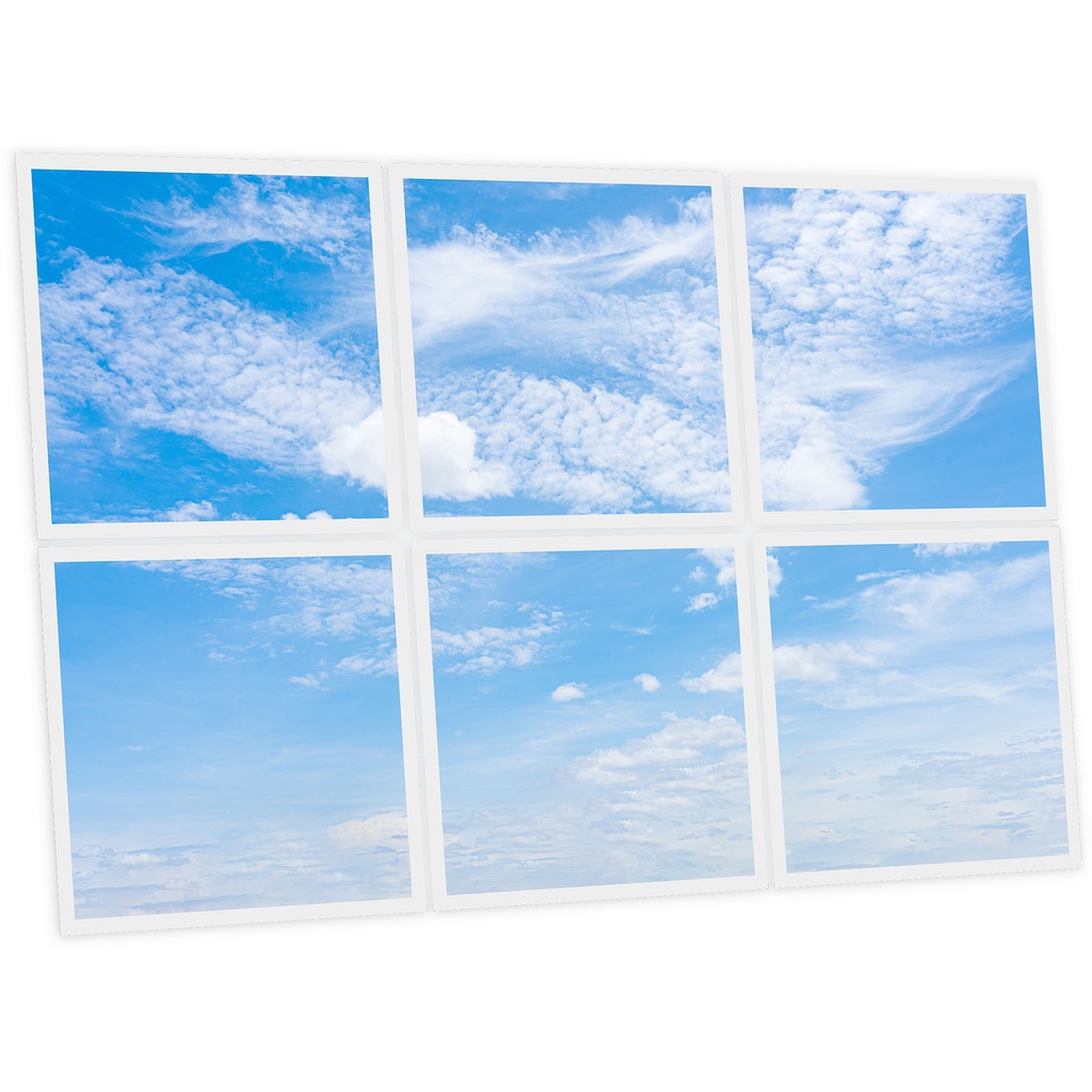 Pack 6 Dalles LED Imprimées - Air - 600x600mm - Usinée en France by DELITECH