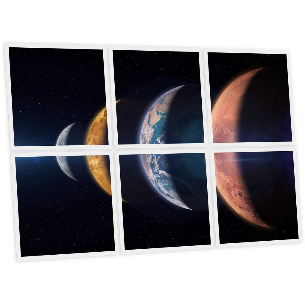 Pack 6 Dalles LED Imprimées - Planets - 600x600mm - Usinée en France by DELITECH