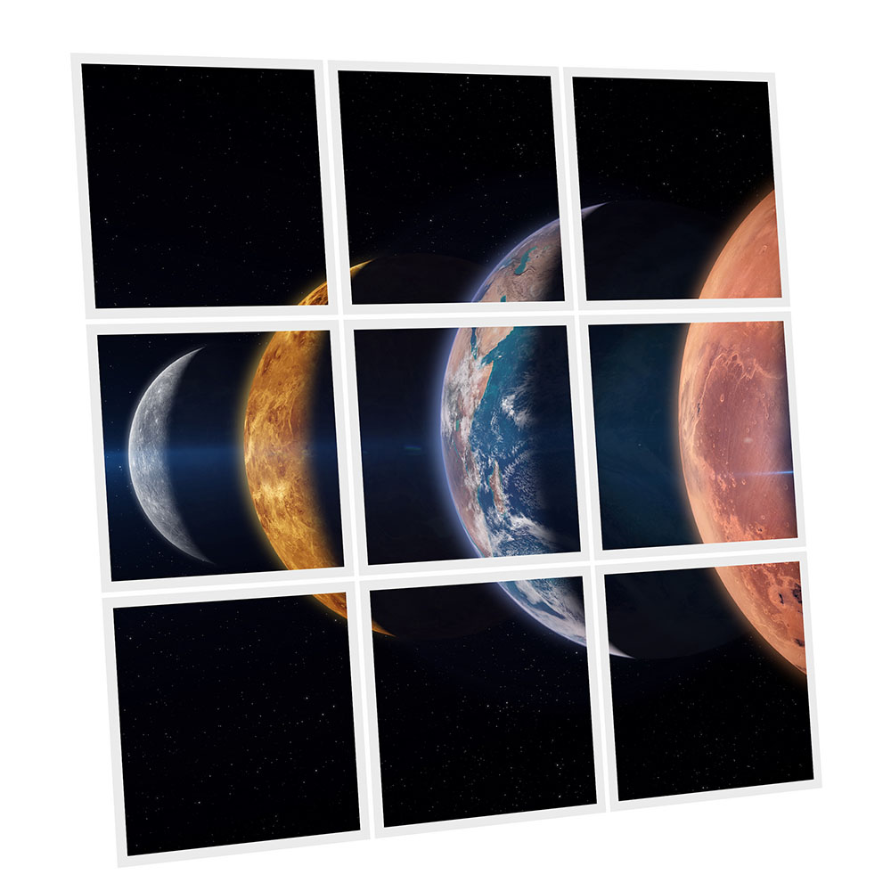 Pack 9 Dalles LED Imprimées - Planets - 600x600mm - Usinée en France by DELITECH