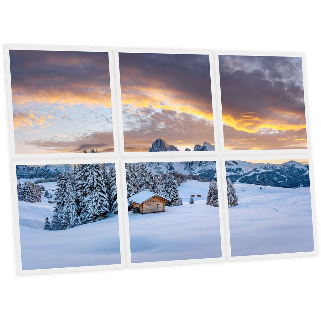Pack 6 Dalles LED Imprimées - Snow Mountaign - 600x600mm - Usinée en France by DELITECH