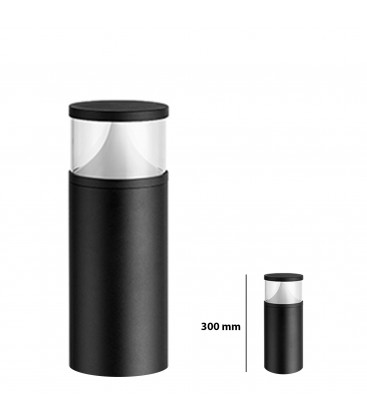 [DTSL-RDT12W300-BLA-3C] BORNE LED EXTERIEURE ROND TRANSPARENT 12W - IP65 - 300MM
