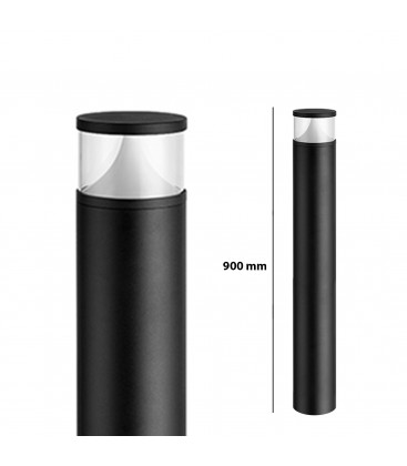 BORNE LED EXTERIEURE ROND TRANSPARENT 12W - IP65 - 900MM