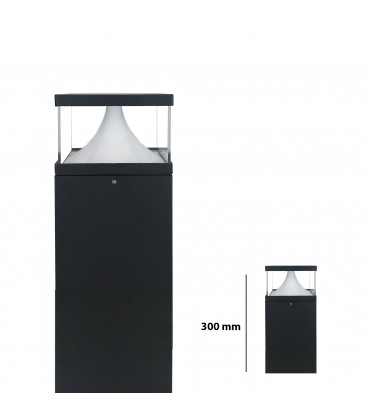 [DTSL-SQT12W300-BLA-3C] BORNE LED EXTERIEURE CARREE 12W - IP65 - 300MM - CCT