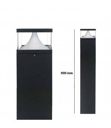 [DTSL-SQT12W900-BLA-3C] BORNE LED EXTERIEURE CARREE 12W - IP65 - 900MM - CCT