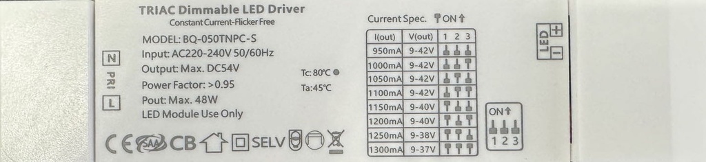 Driver / Alimentation dimmable 40W TRIAC ( BQ-050TNPC-S )