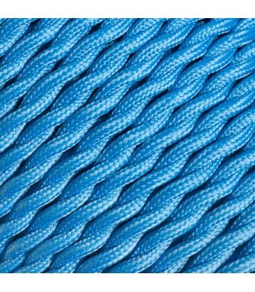 Câble décoration Tressé - 2 x 0,75mm2 - 1 mètre - Bleu Azur