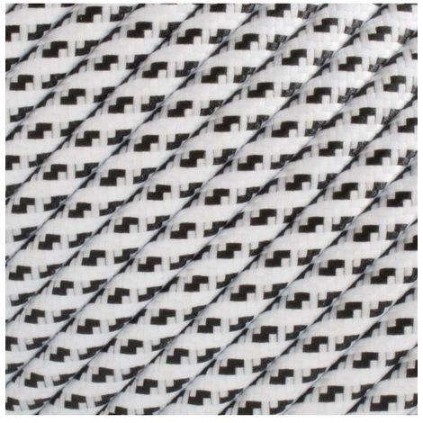 Câble décoration - 2 x 0,75mm2 - 1 mètre - Zébré blanc et noir