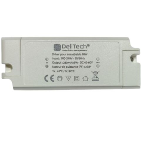 [DILSD-18W-280MA] Driver / Alimentation LED CC - 280mA - DC 42-60V - 18W - PF > 0.9 ON/OFF