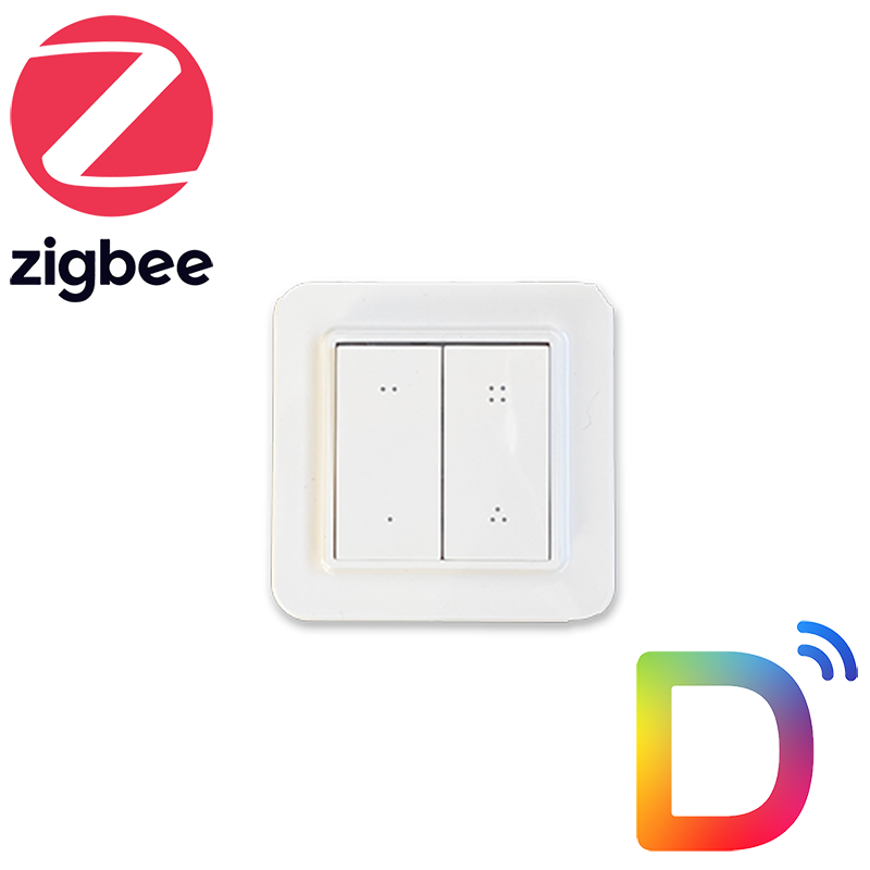 Interrupteur murale double sans fil & sans pile Zigbee 3.0 Green power  - 4 touches - DELISMART