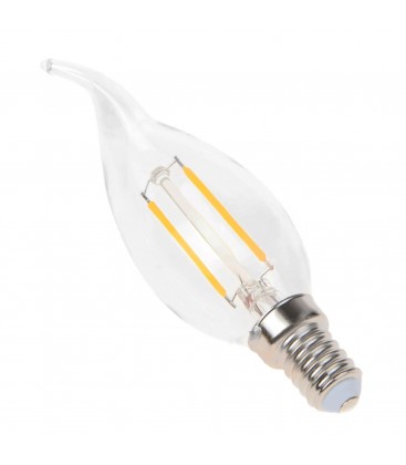 Ampoule LED E14 Flamme - 2.5W - Filament - Transparent