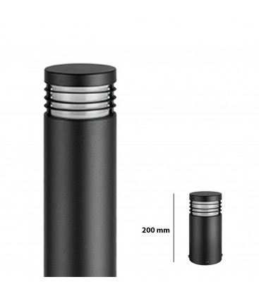 [DTSL-RDG27W200-BLA] Borne LED Eclairage extérieur avec Grille - Rond - E27 - IP54 - 200mm - DELITECH