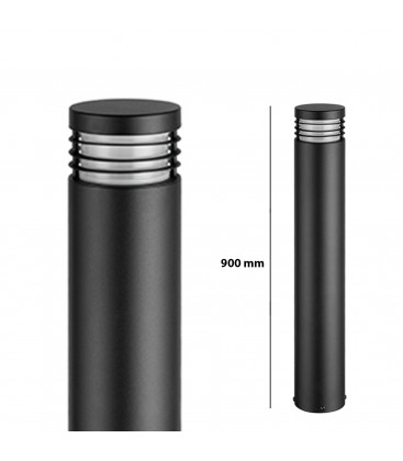 [DTSL-RDE27W900-BLA] Borne LED Eclairage extérieur avec Grille - Rond - E27 - IP54 - 900mm - DELITECH