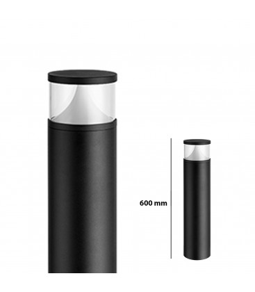 [DTSL-RDT12W600-BLA-3C] BORNE LED EXTERIEURE ROND TRANSPARENT 12W - IP65 - 600MM