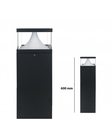 [DTSL-SQT12W600-BLA-3C] BORNE LED EXTERIEURE CARREE 12W - IP65 - 600MM - CCT 
