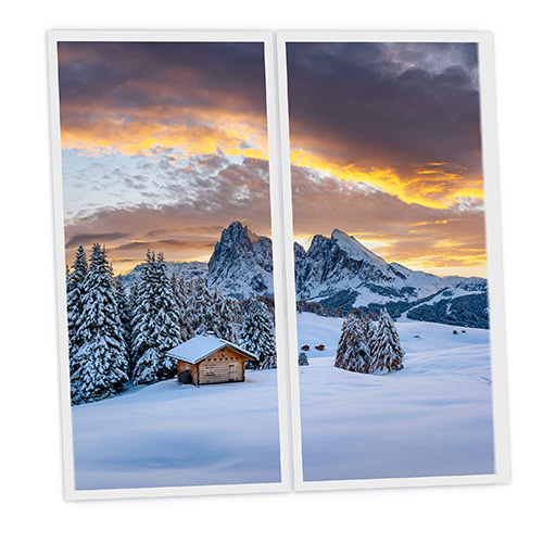[DT1-SNO-12060-X2] Pack 2 Dalles LED Imprimées - Snow Mountain - 1200x600mm - Usinée en France by DELITECH