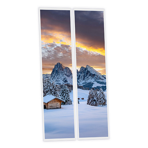 [DT1-SNO-12030-X2] Pack 2 Dalles LED Imprimées - Snow Mountain - 1200x300mm - Usinée en France by DELITECH