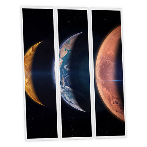 [DT1-PLA-12030-X3] Pack 3 Dalles LED Imprimées - Planets - 1200x300mm - Usinée en France by DELITECH
