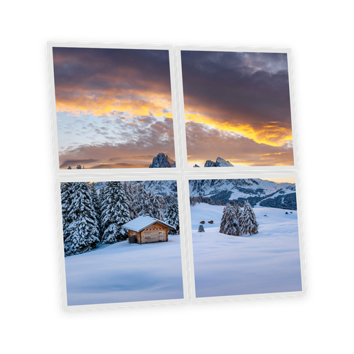 [DT1-SNO-6060-X4] Pack 4 Dalles LED Imprimées - Snow Mountain - 600x600mm - Usinée en France by DELITECH
