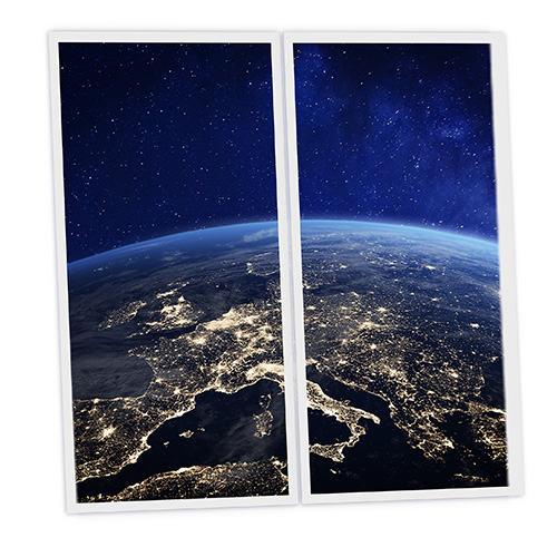 [DT1-EAR-12060-X2] Pack 2 Dalles LED Imprimées - Earth - 1200x600mm - Usinée en France by DELITECH
