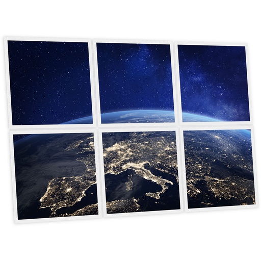 [DT1-EAR-6060-X6] Pack 6 Dalles LED Imprimées - Earth - 600x600mm - Usinée en France by DELITECH