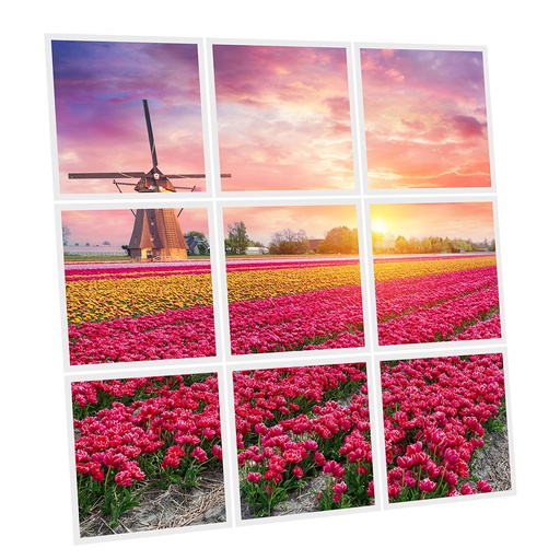 [DT1-TUL-6060-X9] Pack 9 Dalles LED Imprimées - Tulips - 600x600mm - Usinée en France by DELITECH