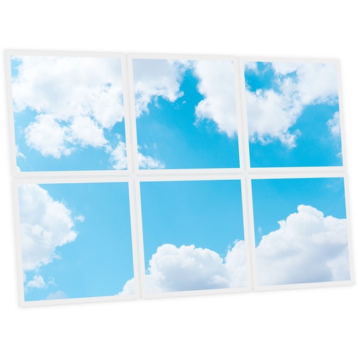 [DT1-CDY-6060-X6] Pack 6 Dalles LED Imprimées - Cloudy - 600x600mm - Usinée en France by DELITECH