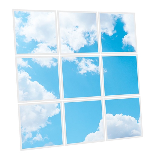 [DT1-CDY-6060-X9] Pack 9 Dalles LED Imprimées - Cloudy - 600x600mm - Usinée en France by DELITECH